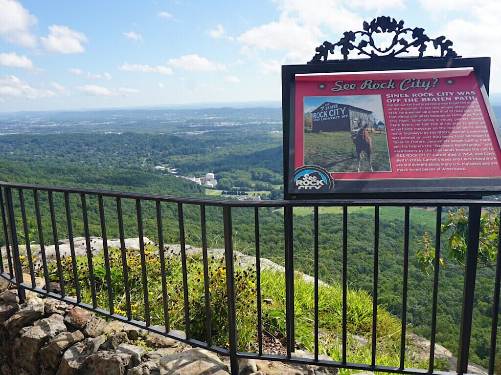 Interpretive signs along the Enchanted Trail at Rock City Gardens