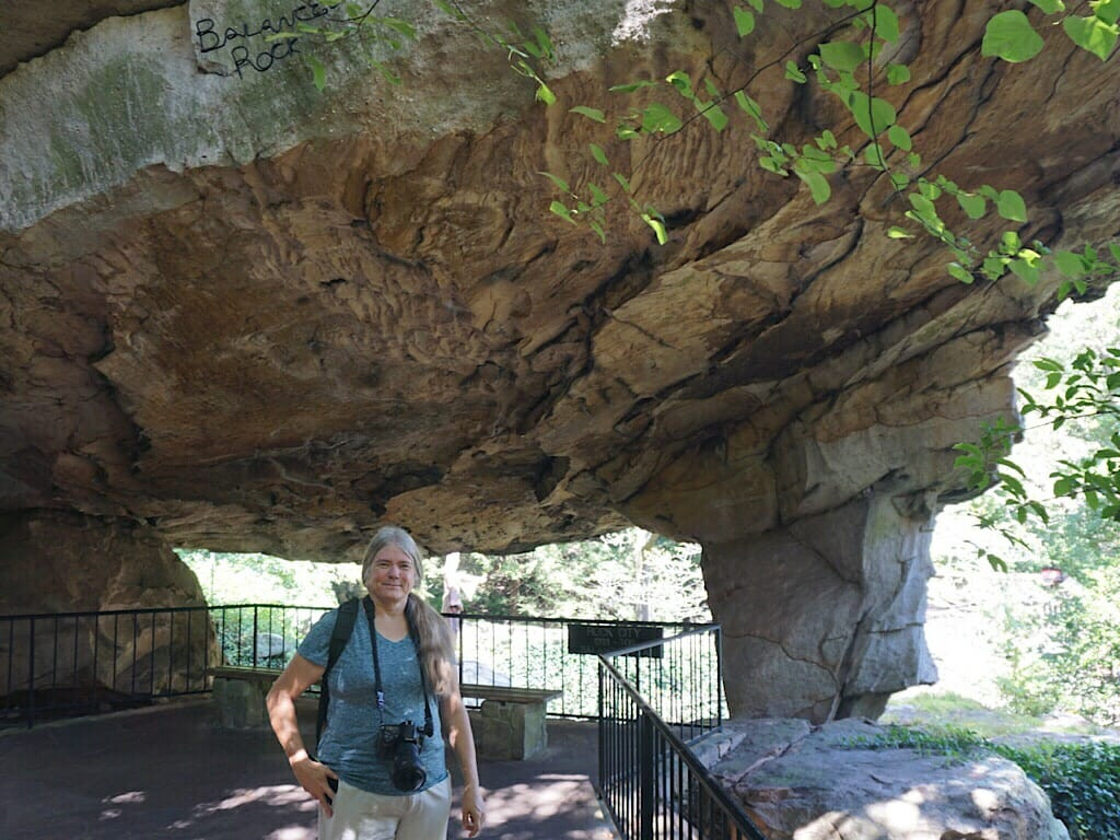 The impressive scale of the Balanced Rock formation at Rock City