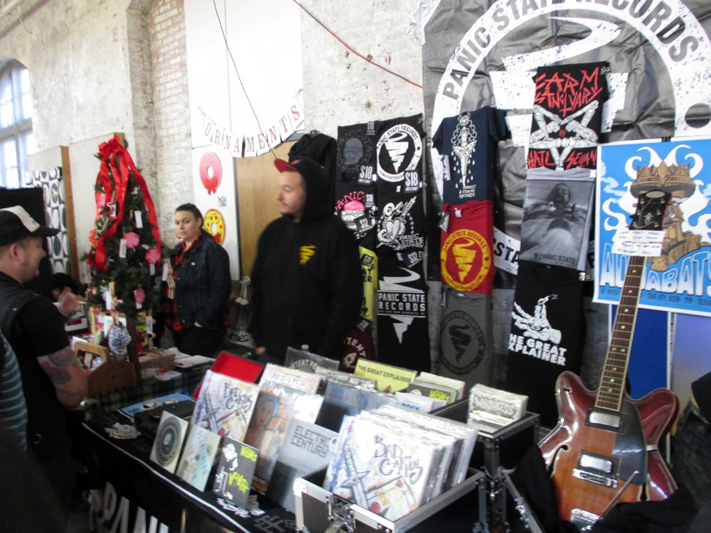 The Panic State Records vendor stall, a vinyl-only punk/hardcore record label from New Brunswick, NJ.