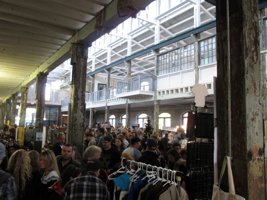 A final interior shot of the crowded Trenton Punk Rock Flea Market inside the Roebling Wire Works.