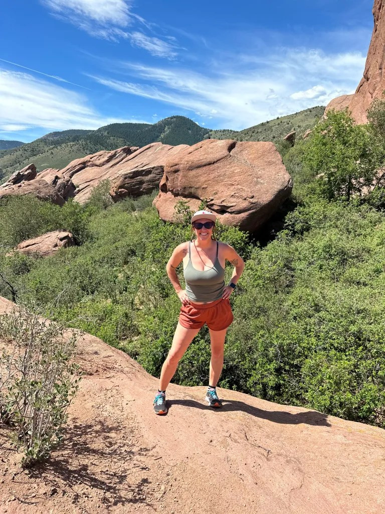 The author on the Trading Post Trail, demonstrating the importance of sun protection and hydration.