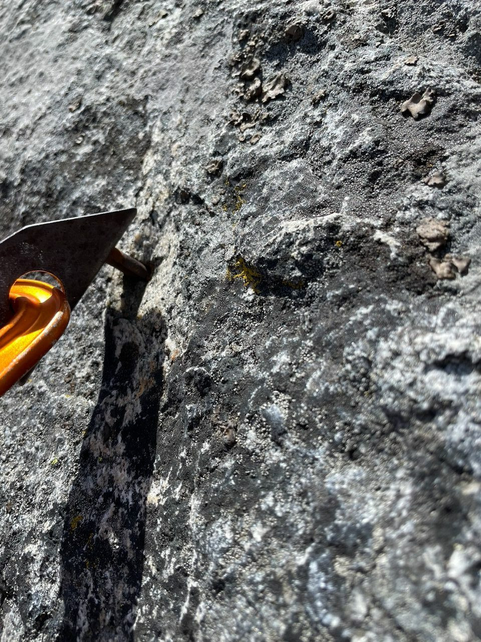 Bad bolts near the top of North Buttress. Photo: Van Leuven