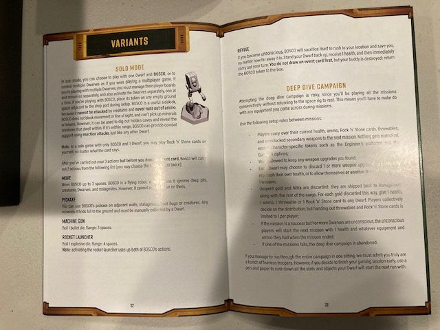 Deep Rock Galactic Board Game Rulebook Combat Page 1