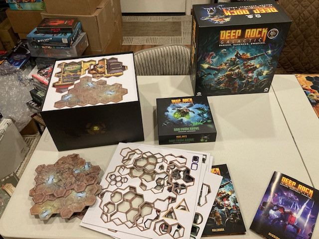 Deep Rock Galactic Board Game Repacking Components -  Components Ready for Repacking into Deep Rock Galactic Box