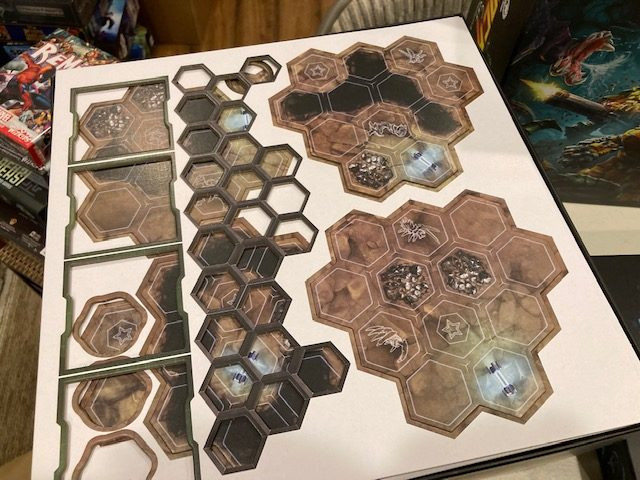 Deep Rock Galactic Board Game Repacking Terrain in Punchboards -  Using Punchboard Skeletons to Organize Terrain Pieces for Repacking Deep Rock Galactic