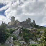 Panoramic view of the Rock of Cashel rising above the Irish countryside