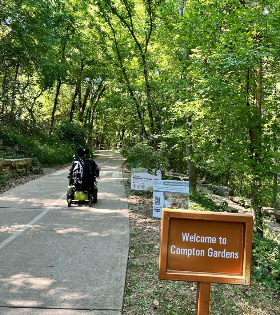 Cory Lee rolling on the Razorback Greenway trail