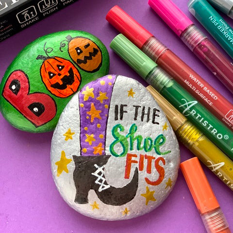 Witch Costume Rock Painting Ideas for Halloween Fashion