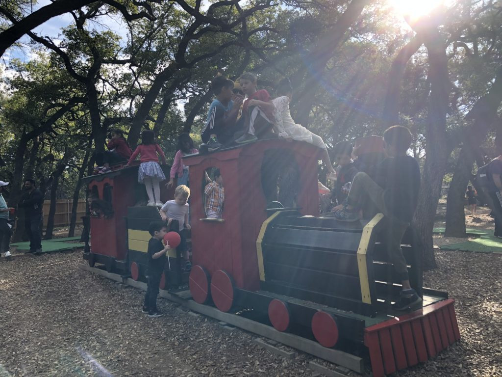 Playscape area near Cedar Rock Railroad train station for children