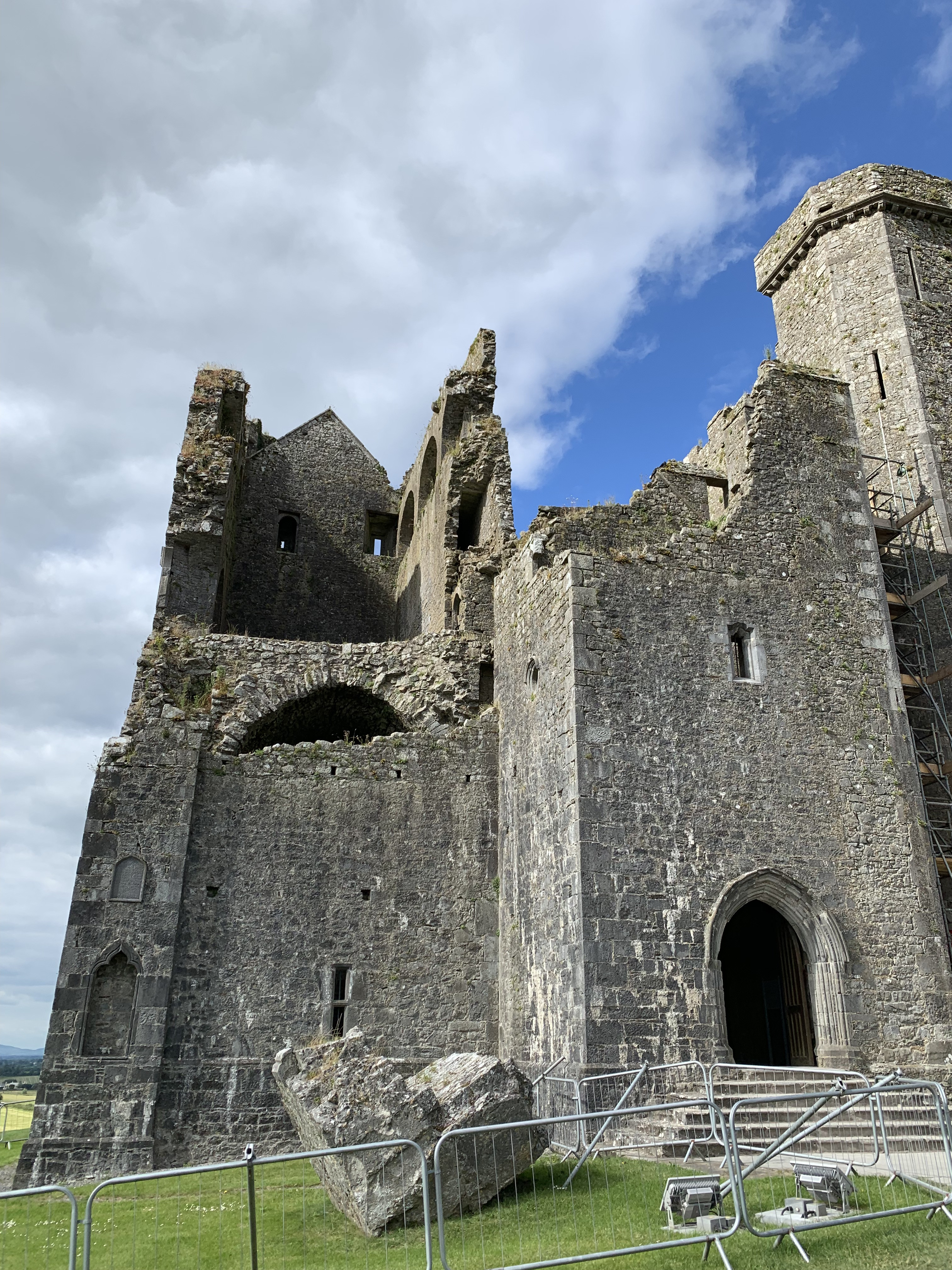 Panoramic view from within the cathedral ruins looking out over the landscape