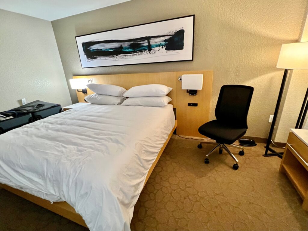 Wheelchair accessible hotel room at Delta Hotels in Little Rock with a king bed