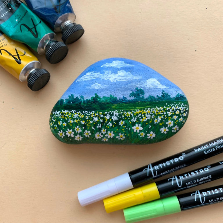 Daisy Rock Painting Ideas for Flower Meadows