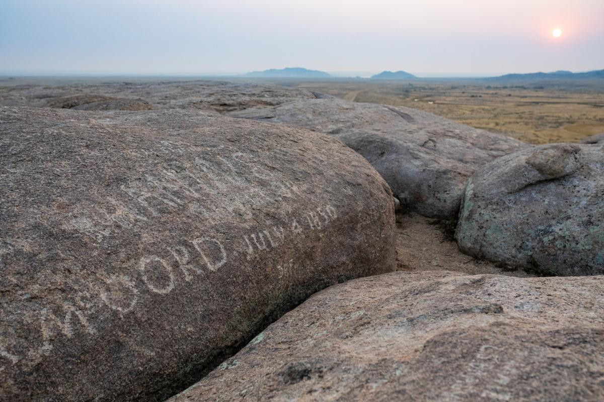 Names Carved Into Independence Rock, Wyoming