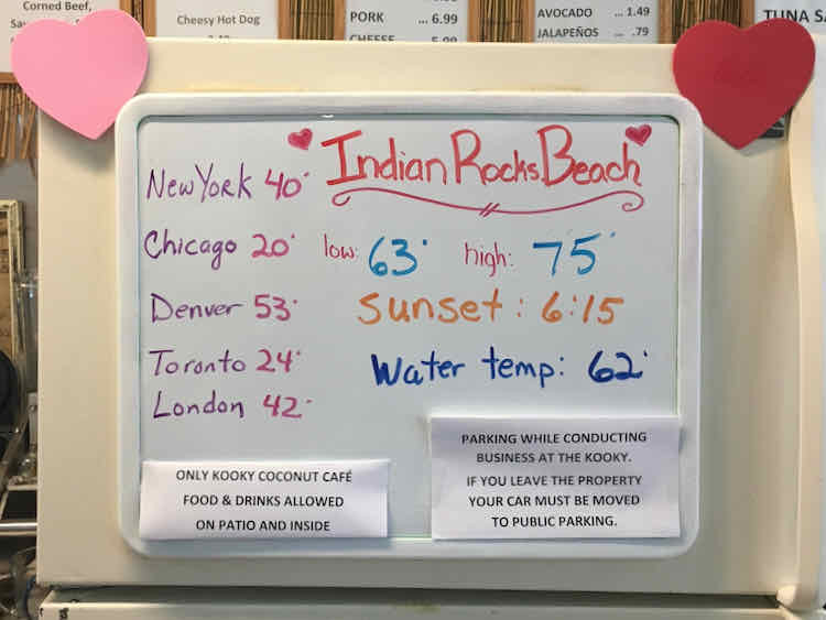 Humorous Sign at Kooky Coconut Indian Rocks Beach