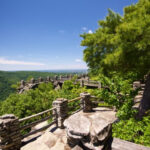 Campsites nestled among trees at Coopers Rock State Forest