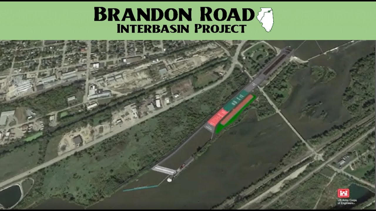 A comprehensive overview of the Brandon Road Interbasin Project that uses satellite imagery and digitally rendered structures to provide a detailed visualization of the multi-layered technologies being designed to prevent the upstream movement of invasive carp on the Illinois Waterway.