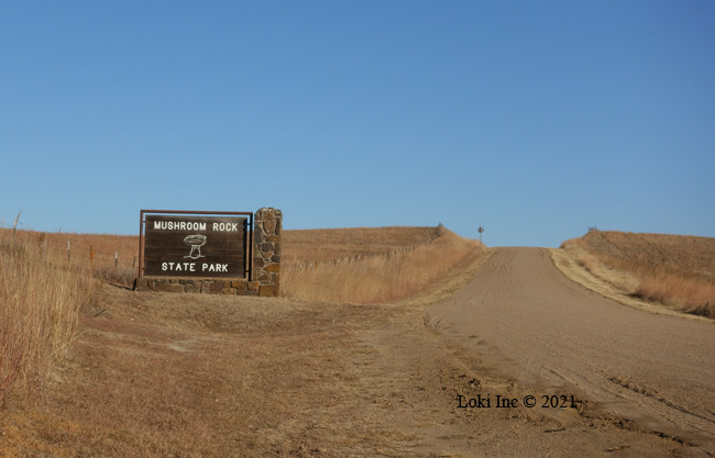 Entrance sign to Mushroom Rock State Park, Kansas