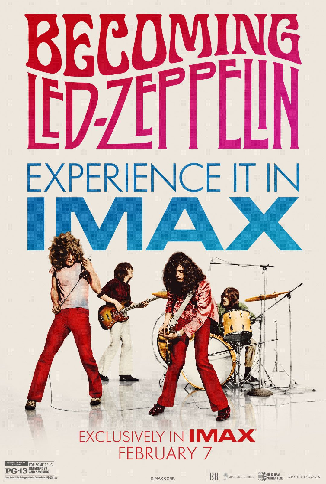 Abstract promotional image for the Led Zeppelin documentary 'Becoming Led Zeppelin', highlighting the band's iconic status as one of the greatest rock bands of all time.