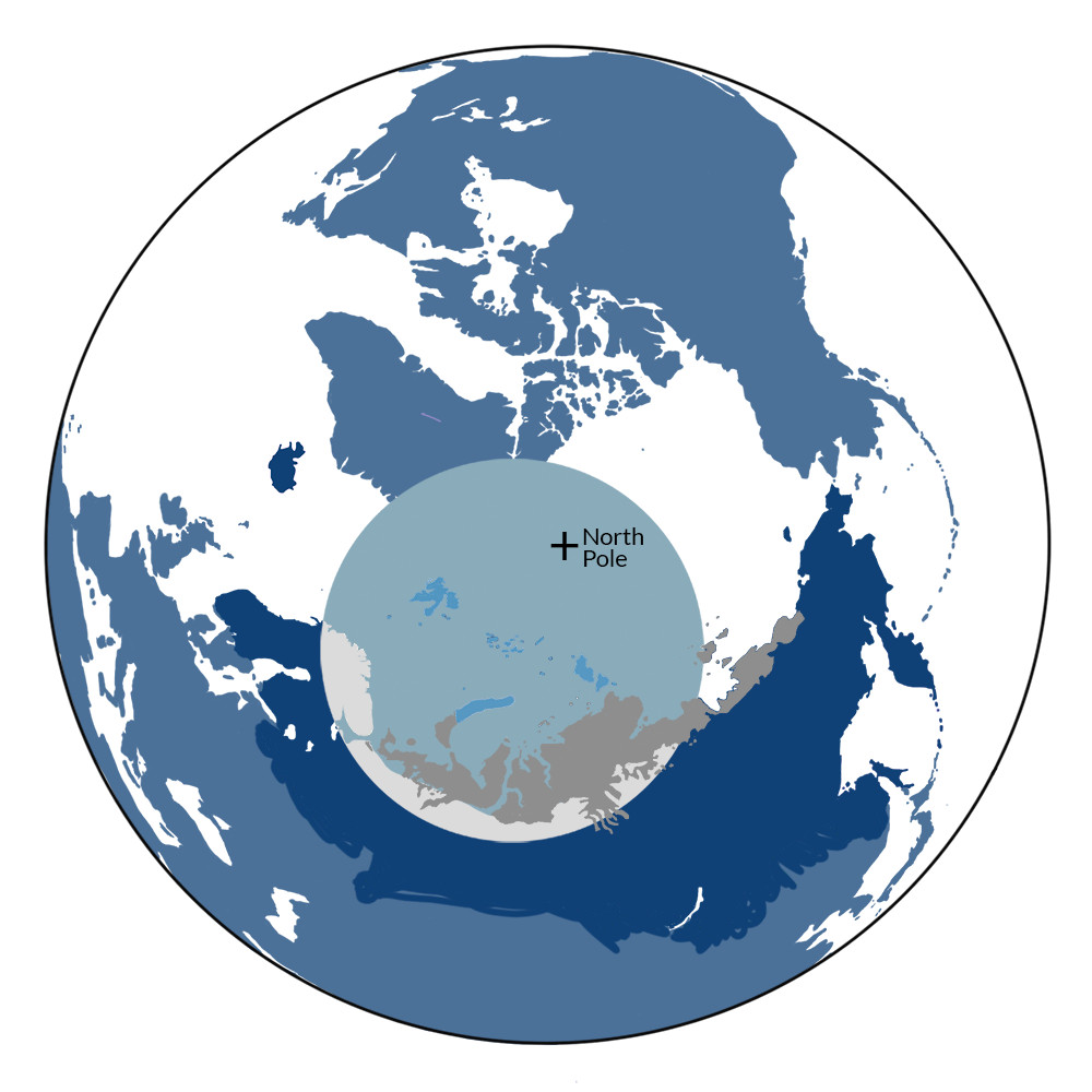 Map of Russian Arctic Desert Islands bioregion PA1, habitat of the Svalbard rock ptarmigan.