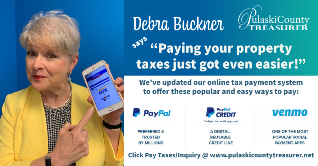 Debra Buckner highlights PayPal and Venmo as easy payment options for Pulaski County taxes.