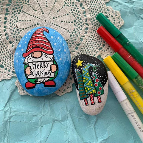 Christmas Night Rock Painting Ideas for Peaceful Themes