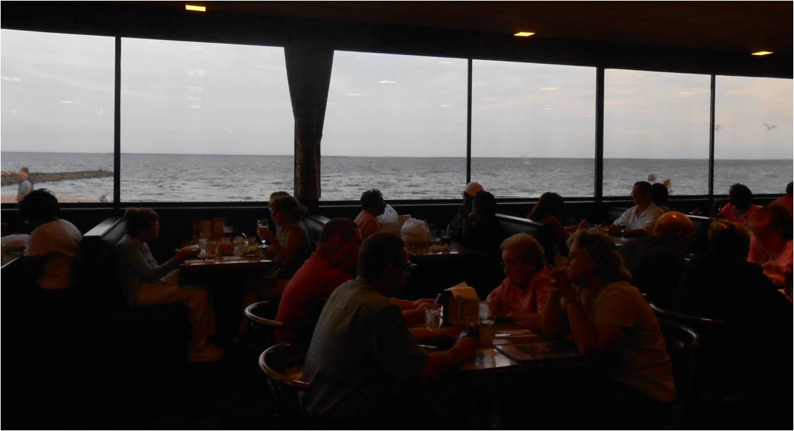 Jimmies of Savin Rock dining area with a view of the Long Island Sound.