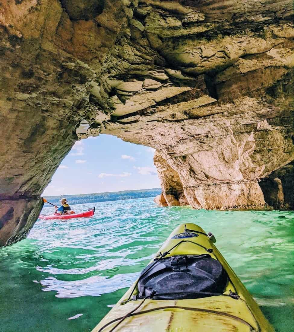 Kayakers at Pictured Rocks National Lakeshore