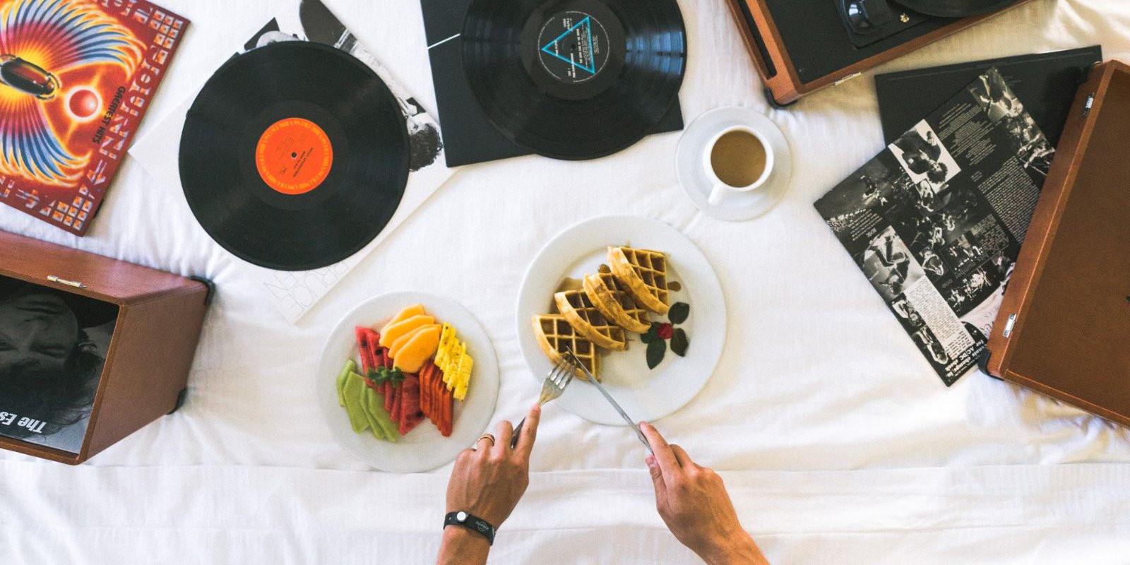 Enjoying 24-hour room service at Hard Rock Hotel Vallarta, Mexico, with a diverse menu delivered to your room.