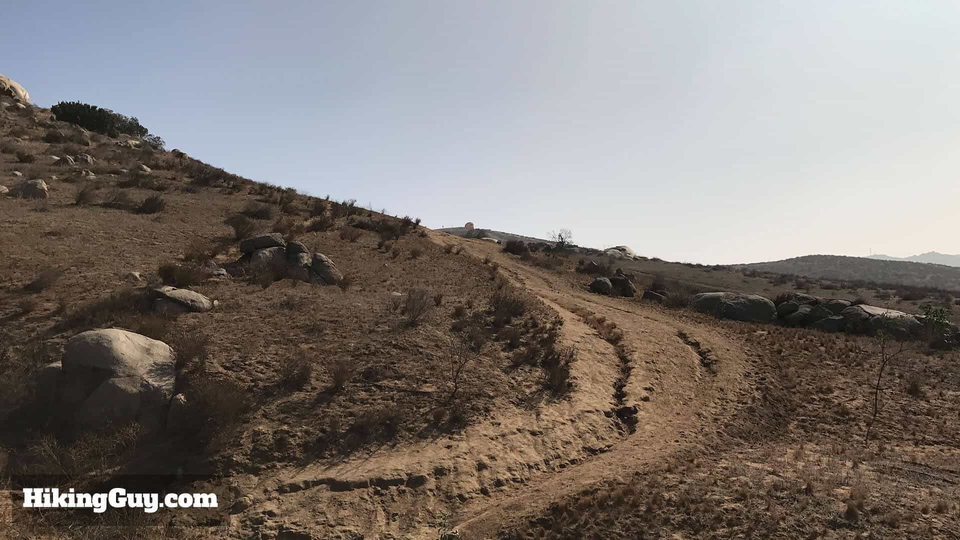 Uphill Section of Pumpkin Rock Trail: Continue uphill on the well-worn path as you progress closer to Pumpkin Rock in Norco Hills.