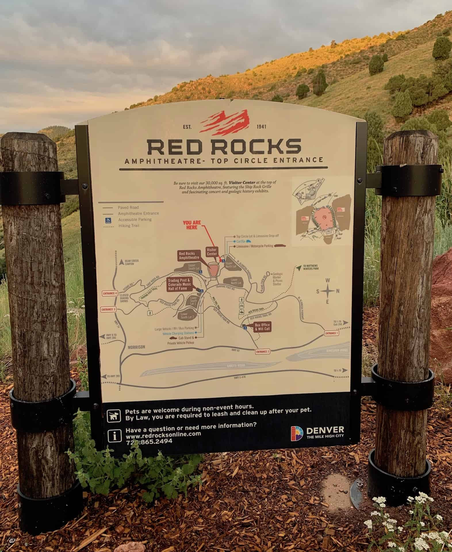 Red Rocks Park Hiking Trail Map showcasing trail options in Denver