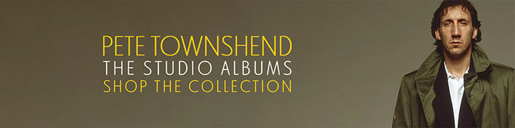 Pete Townshend studio albums banner, classic rock music promotion