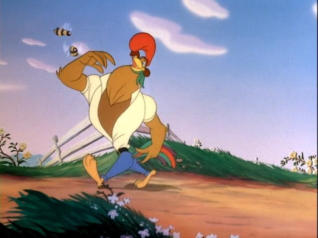 Chanticleer, the rooster from Rock-a-Doodle 1991, sings 'Sun Do Shine' on the farm, bringing sunshine.