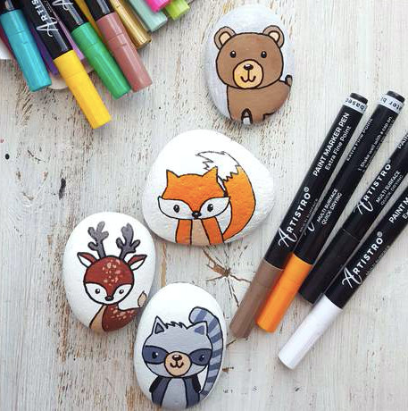 Forest Animal Family Rock Painting Ideas for Kids