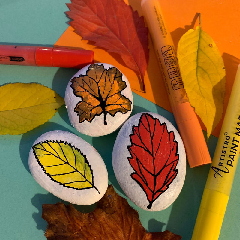 Autumn Leaves Rock Painting Ideas for Fall Decoration