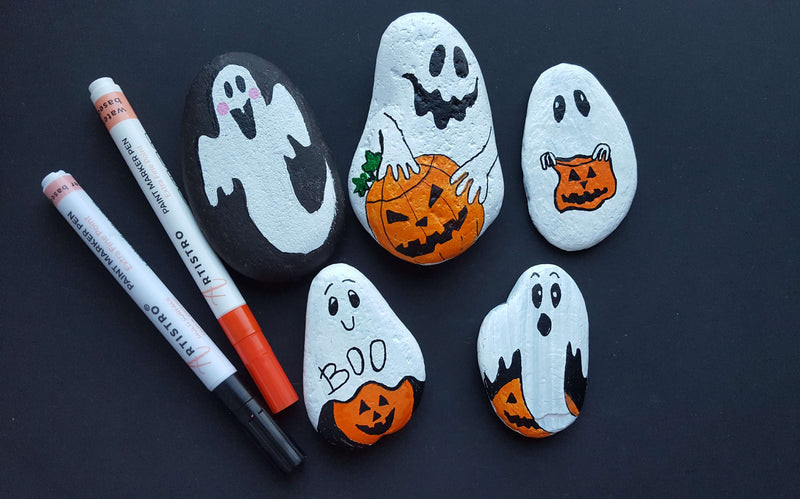 Ghost Rock Painting Ideas for Halloween Spooks