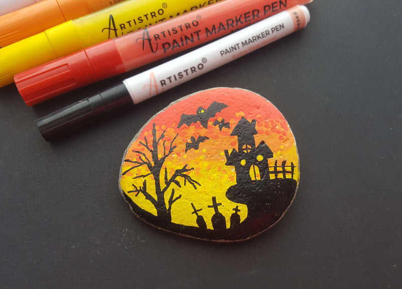 Halloween Town Rock Painting Ideas for Cozy Spooks