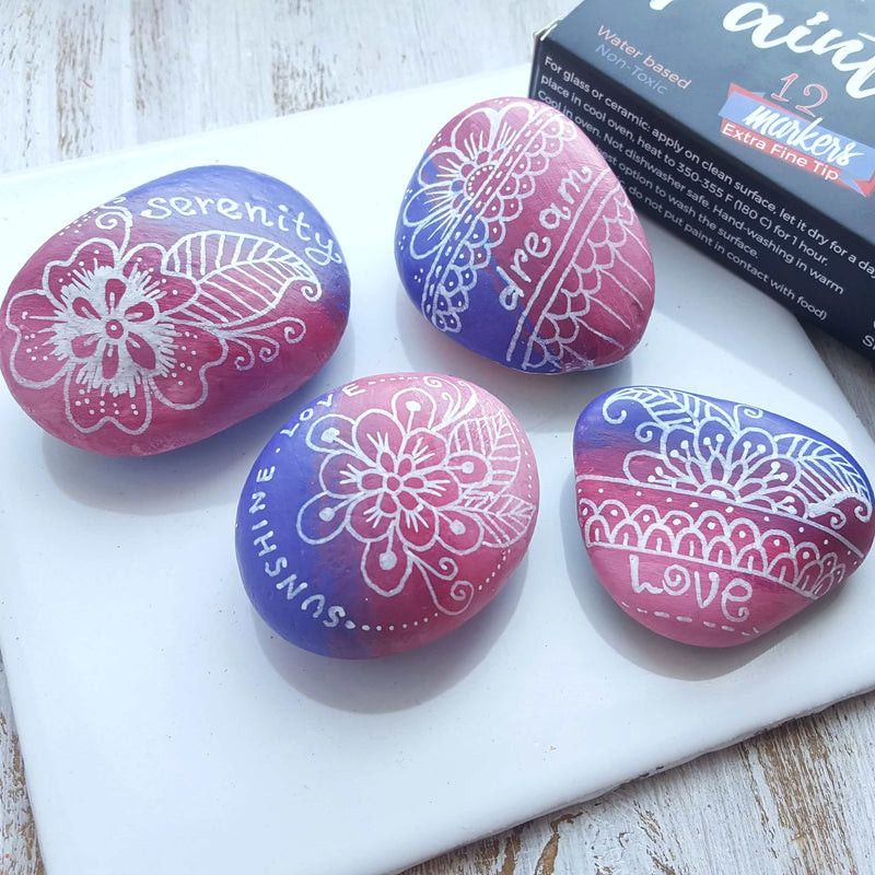 Flourishing Mandala Rock Painting Ideas with Floral Designs