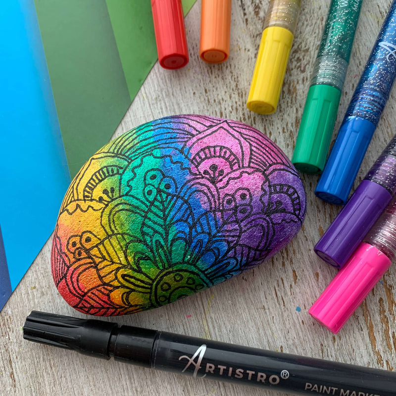 Rainbow Mandala Rock Painting Ideas for Color Therapy