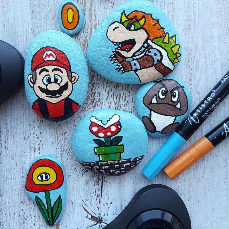 Super Mario Rock Painting Ideas for Video Game Art