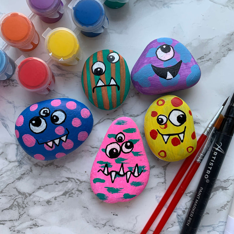 Kind Monster Rock Painting Ideas for Children's Games