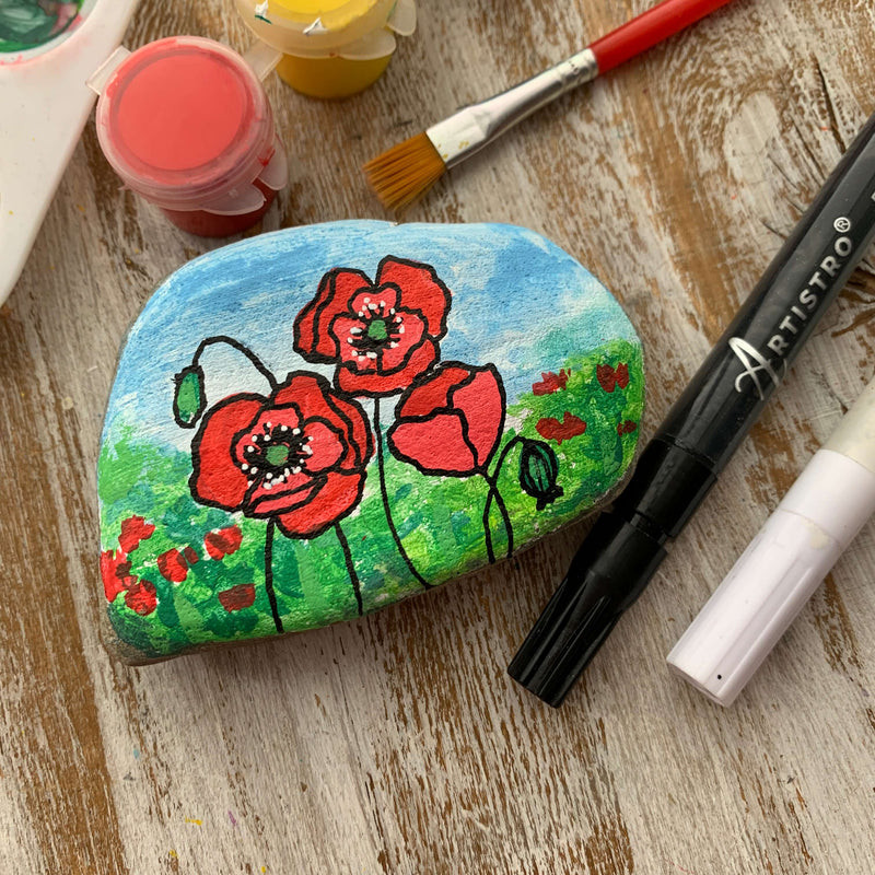 Flowering Meadow Rock Painting Ideas for Nature Scenes