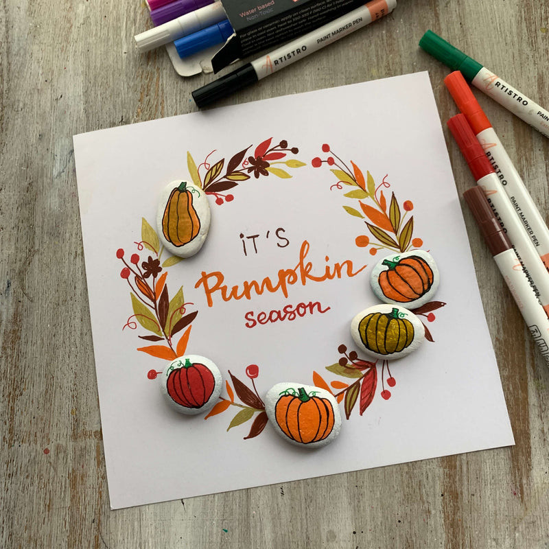 Pumpkin Season Rock Painting Ideas for Autumn Decor