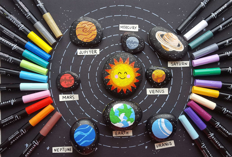 Solar System Rock Painting Ideas for Educational Art