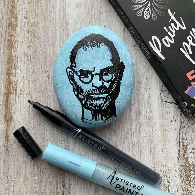 Steve Jobs Rock Painting to Honor Innovators