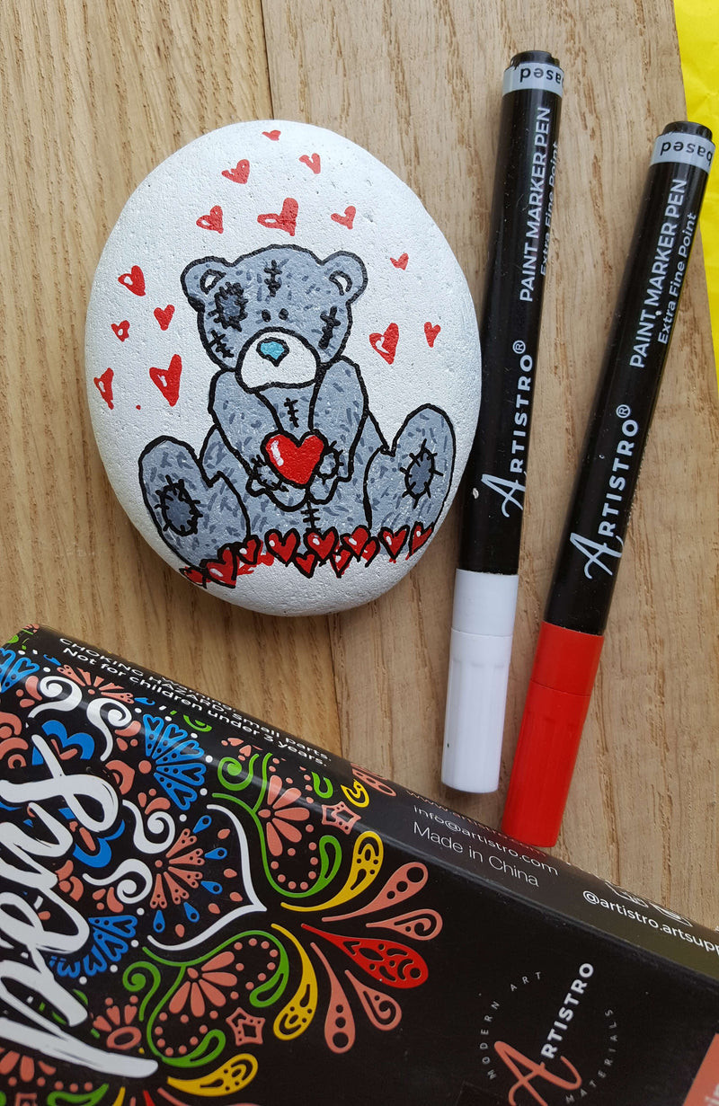 Teddy Bear Rock Painting Ideas for Romantic Gifts