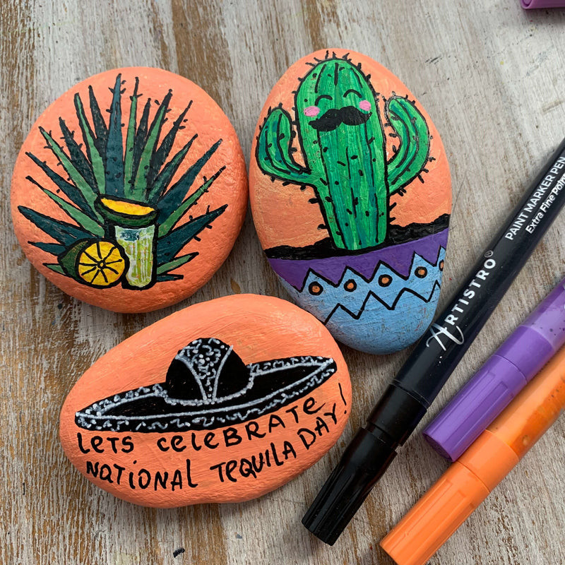 Fiesta Rock Painting Ideas for Garden Parties