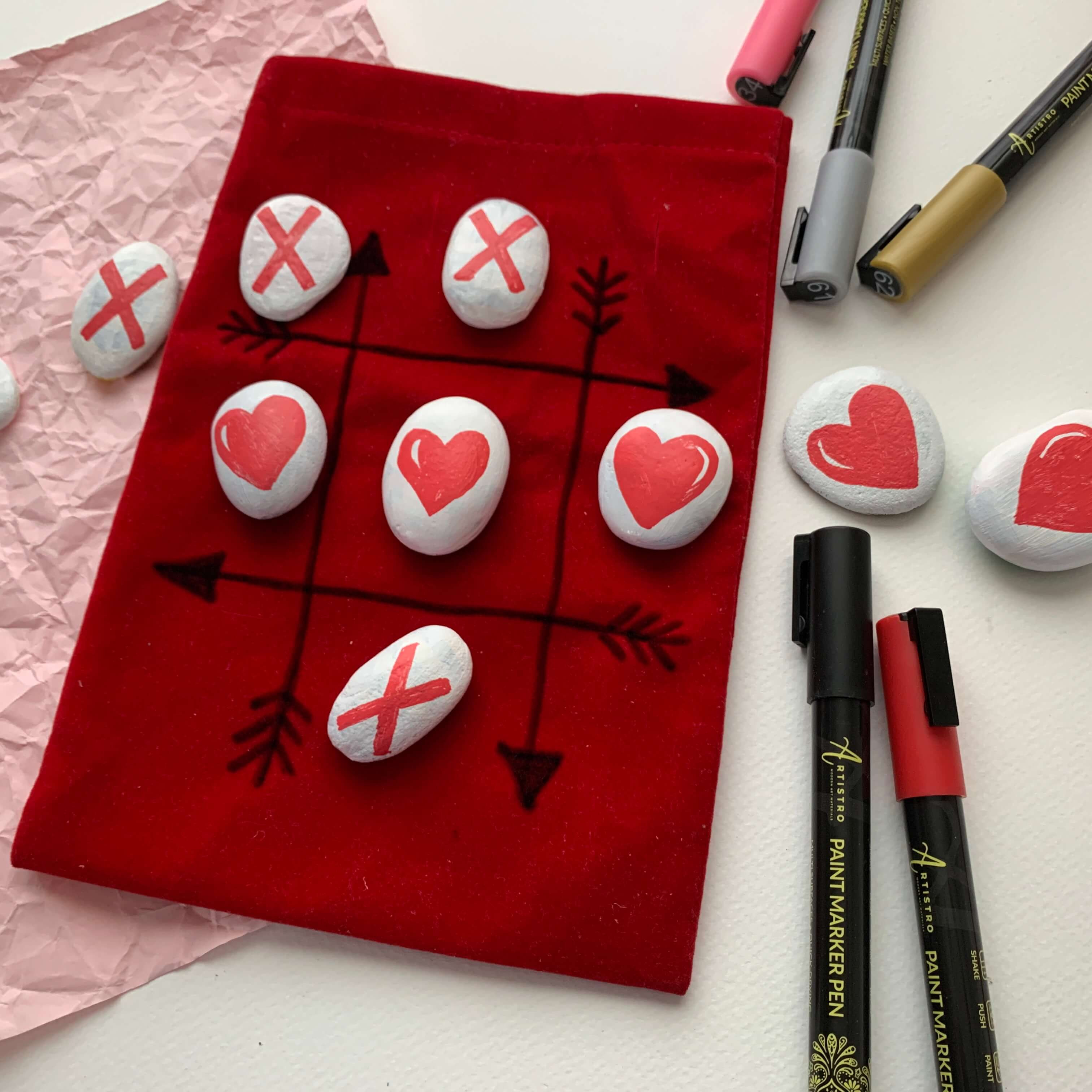 Romantic Tic Tac Toe Rock Painting Ideas for Couples Games