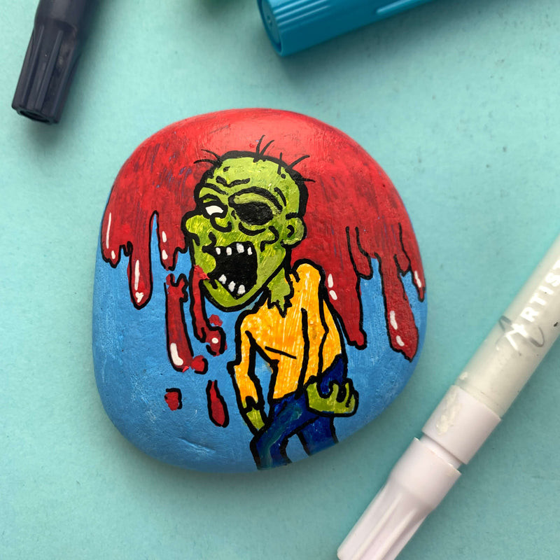 Zombie Rock Painting Ideas for Halloween Themes