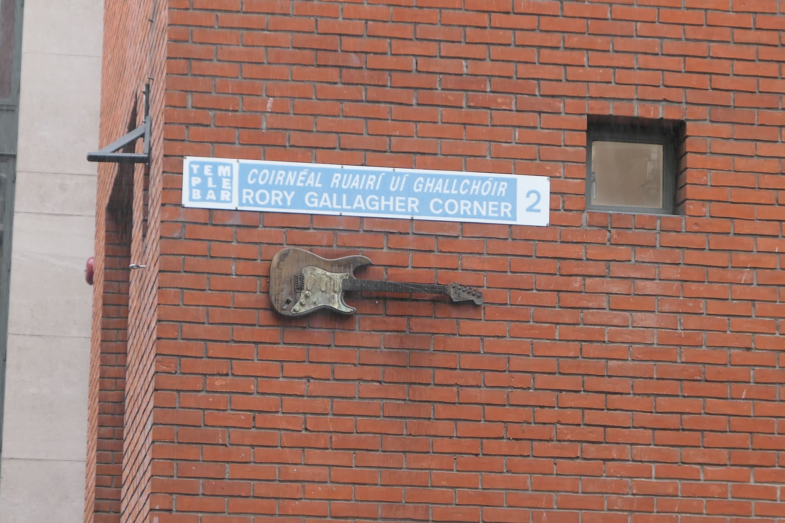 Replica of Rory Gallagher's guitar displayed in Temple Bar, Dublin