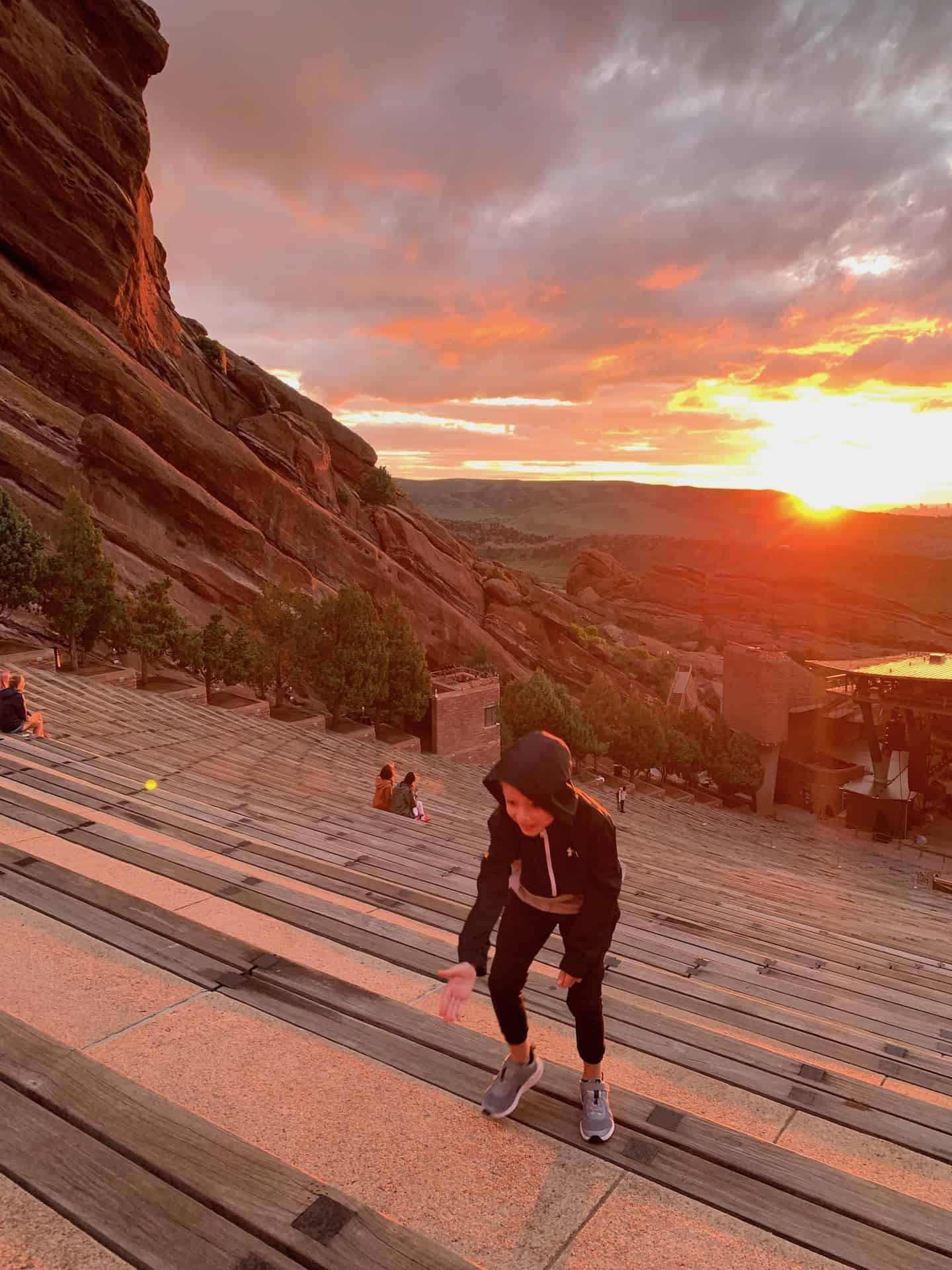 People running stairs for exercise at Red Rocks Amphitheatre